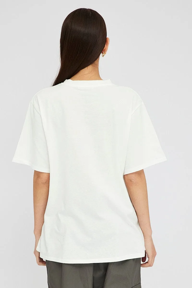 White Oversized T Shirt Short Sleeve Crew Neck sold by Ally Fashion product image thumbnail 5