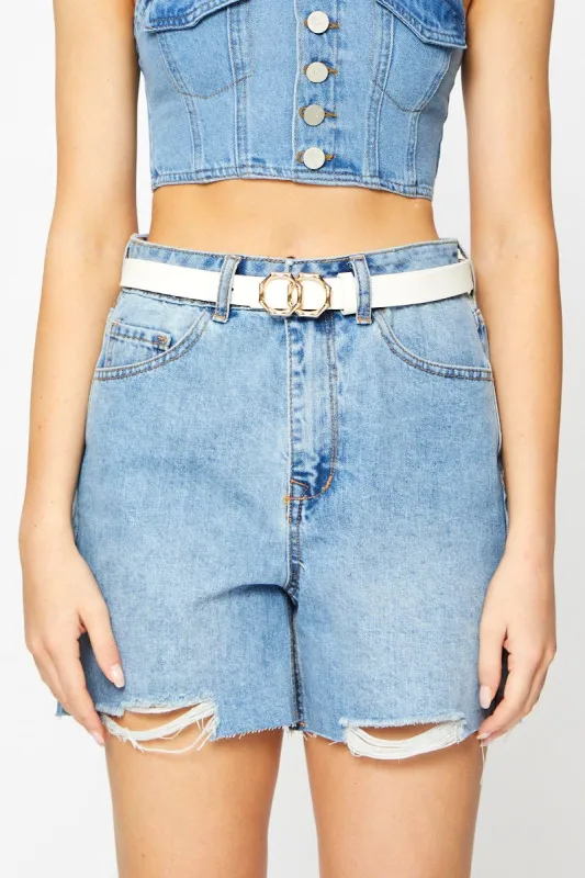 White Double Ring Belt sold by Ally Fashion