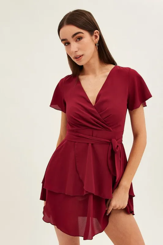 Red Short Sleeve Mini Skater Dress sold by Ally Fashion