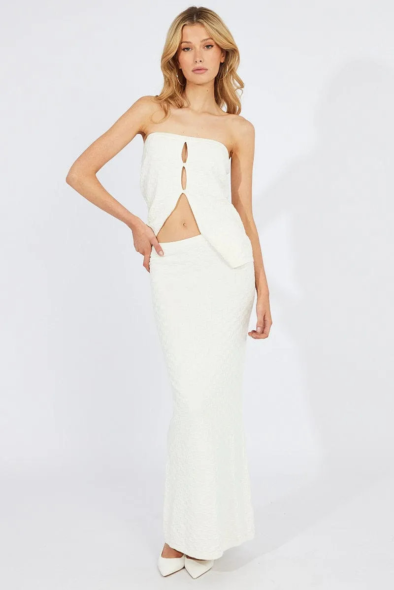 White Knit Skirt High Rise sold by Ally Fashion product image thumbnail 2