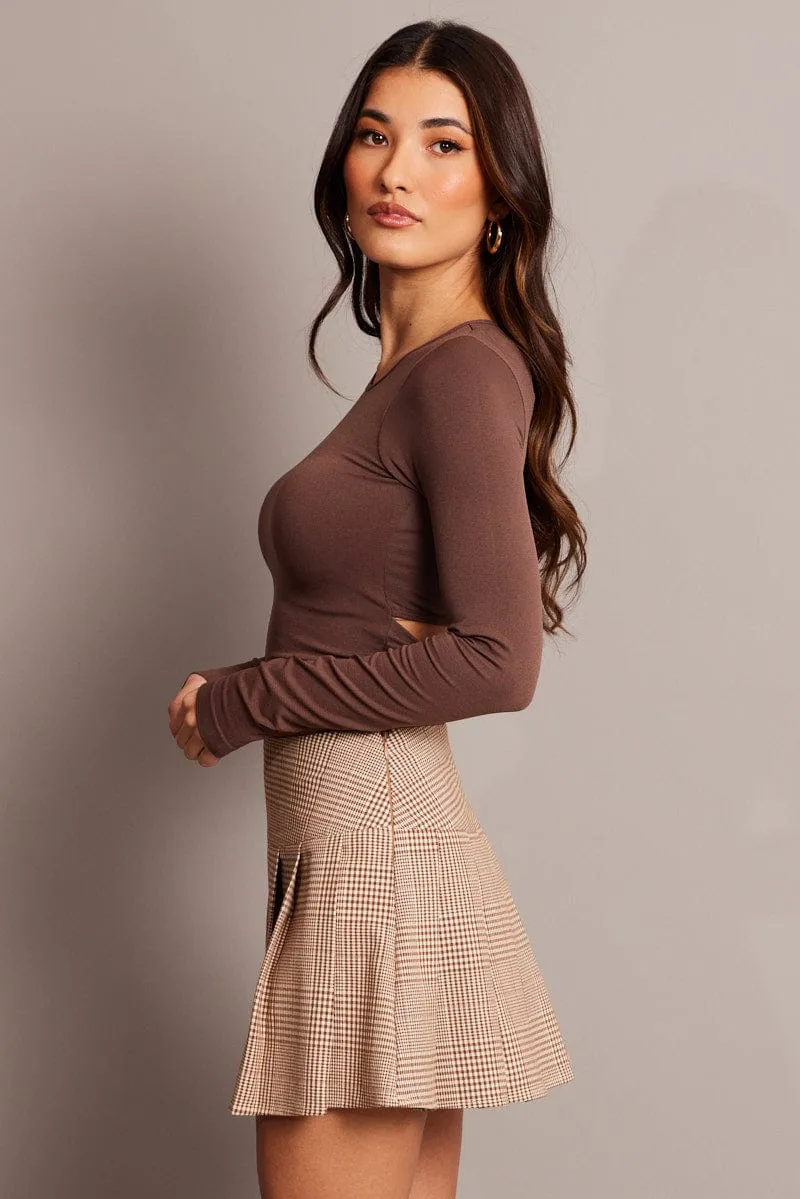 Brown Seamless Top boat neck long sleeve sold by Ally Fashion product image thumbnail 4