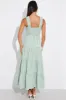 Green Check Maxi Dress Shirred Bust Tiered sold by Ally Fashion