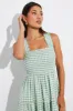 Green Check Maxi Dress Shirred Bust Tiered sold by Ally Fashion