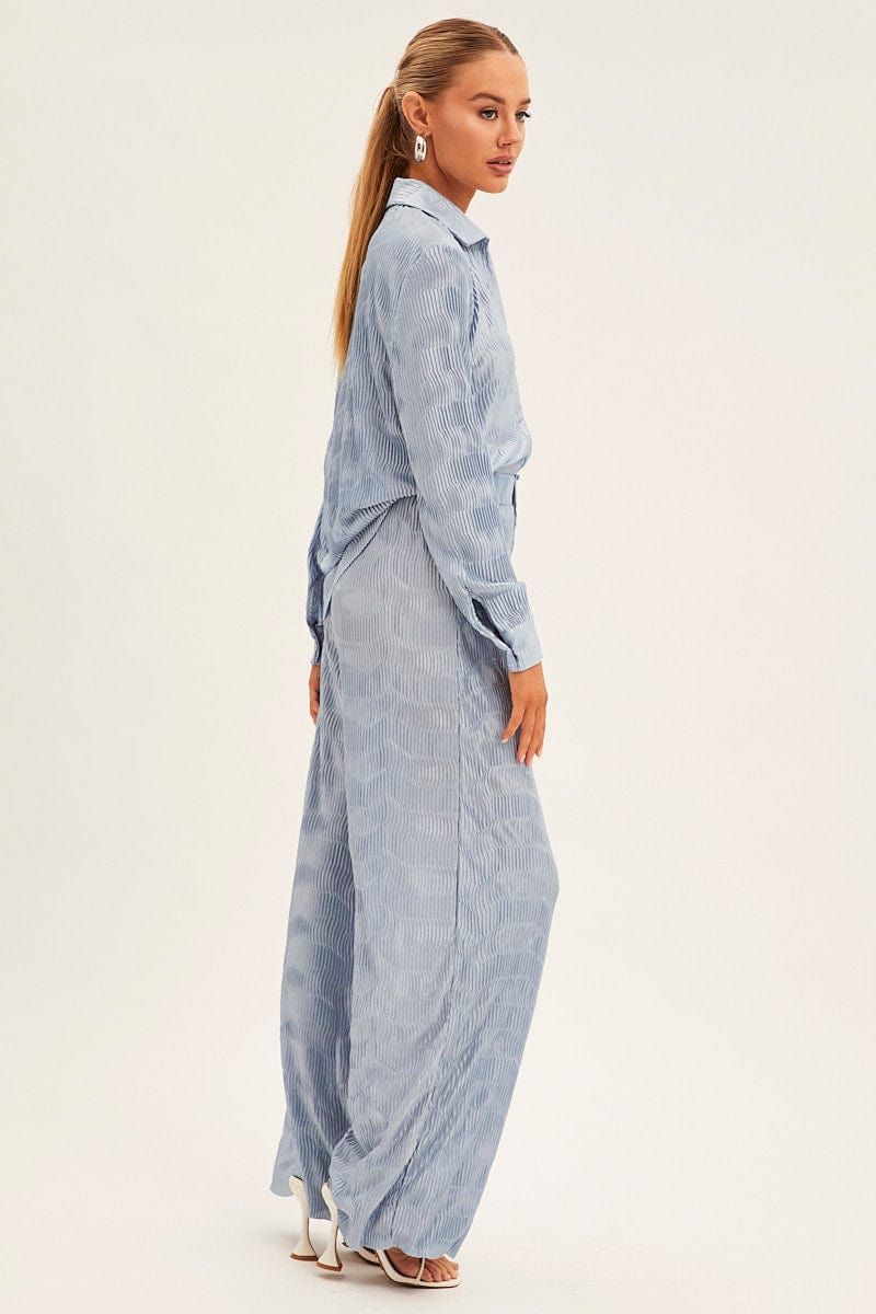 Blue Plisse Pants Wide Leg sold by Ally Fashion product image thumbnail 4