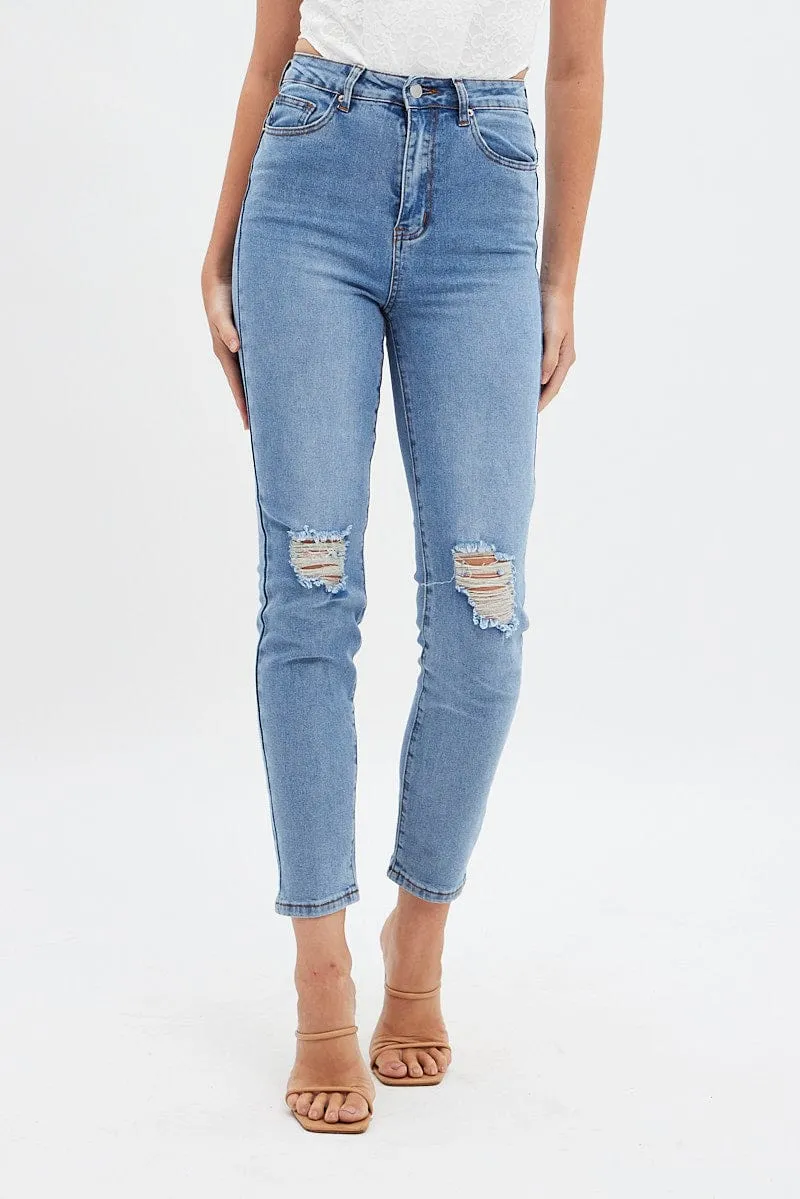 Denim Mom Jeans High Rise Stretch sold by Ally Fashion