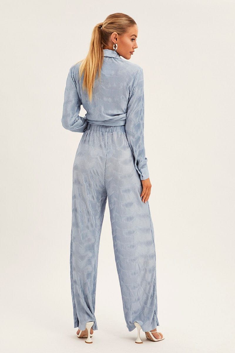 Blue Plisse Pants Wide Leg sold by Ally Fashion product image thumbnail 5