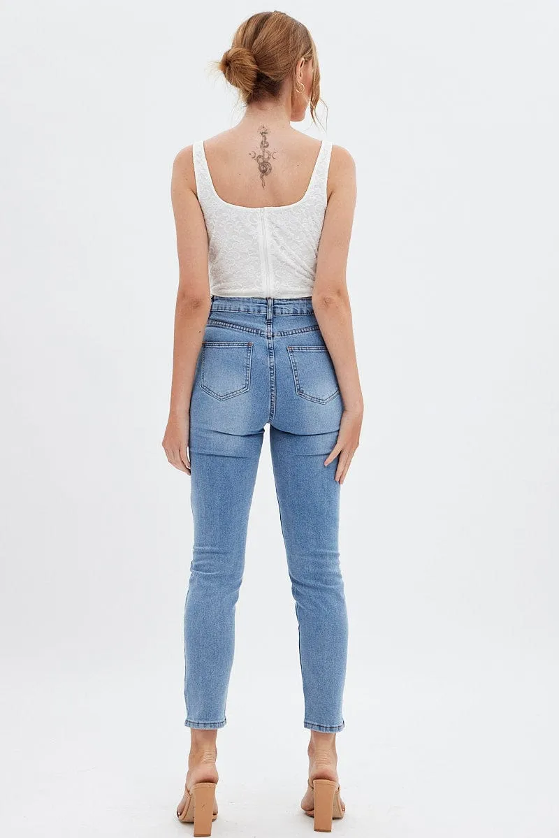 Denim Mom Jeans High Rise Stretch sold by Ally Fashion product image thumbnail 5