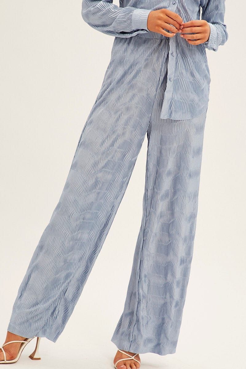 Blue Plisse Pants Wide Leg sold by Ally Fashion product image thumbnail 2