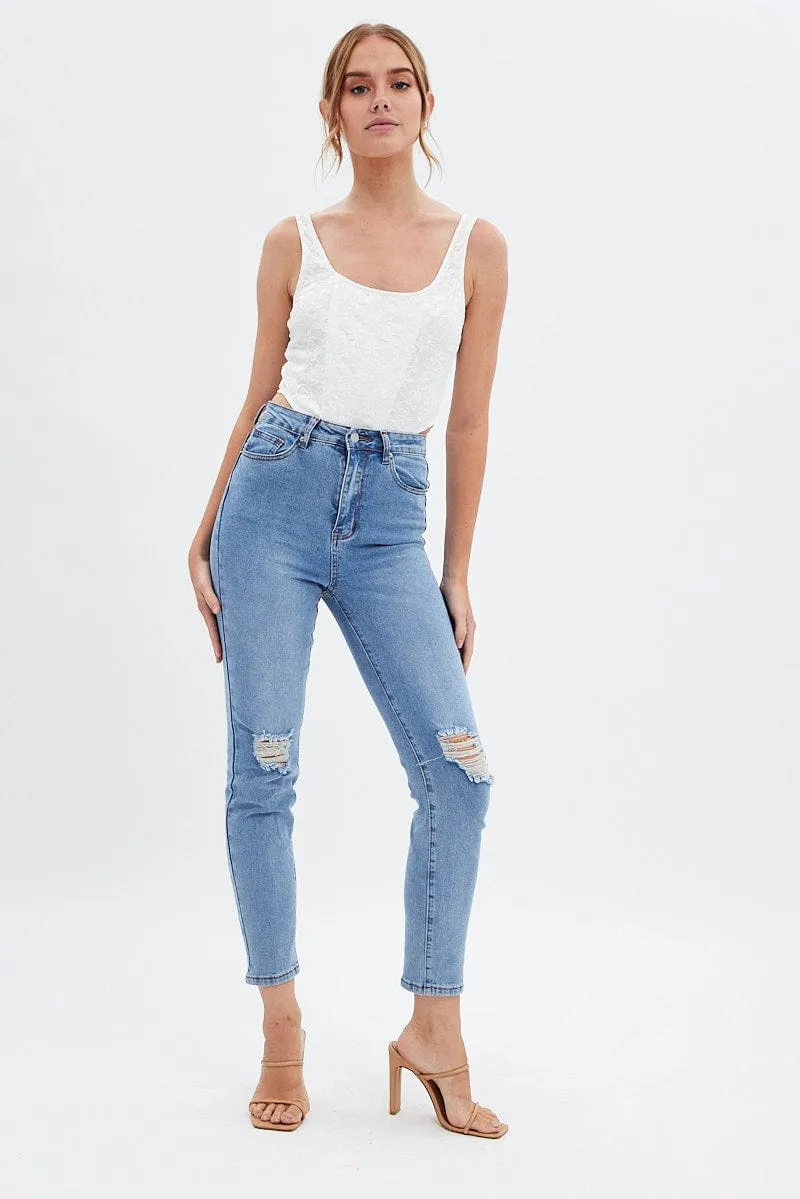Denim Mom Jeans High Rise Stretch sold by Ally Fashion product image thumbnail 2