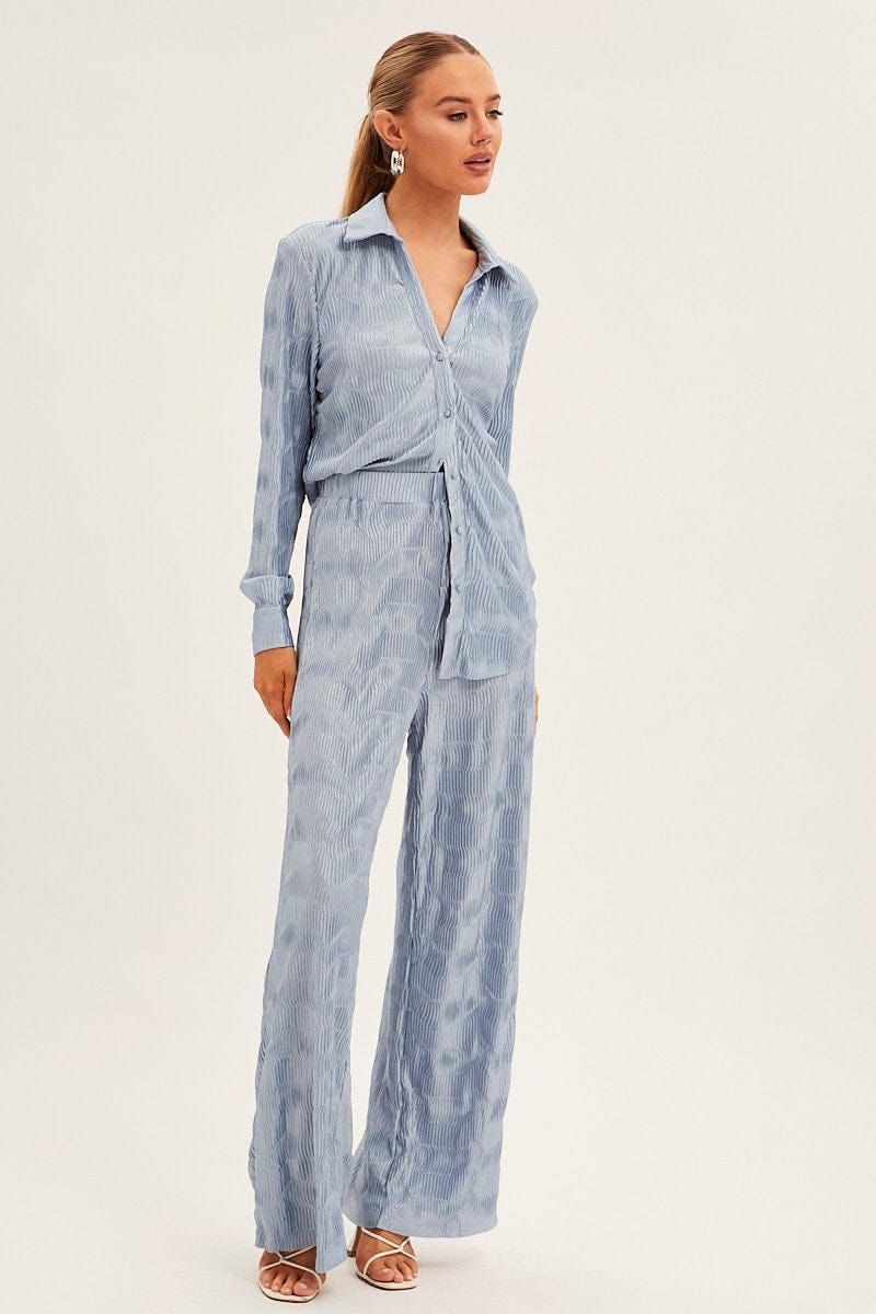 Blue Plisse Pants Wide Leg sold by Ally Fashion product image thumbnail 3