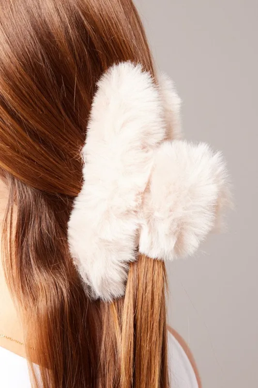 Brown Faux Fur Claw Clip sold by Ally Fashion