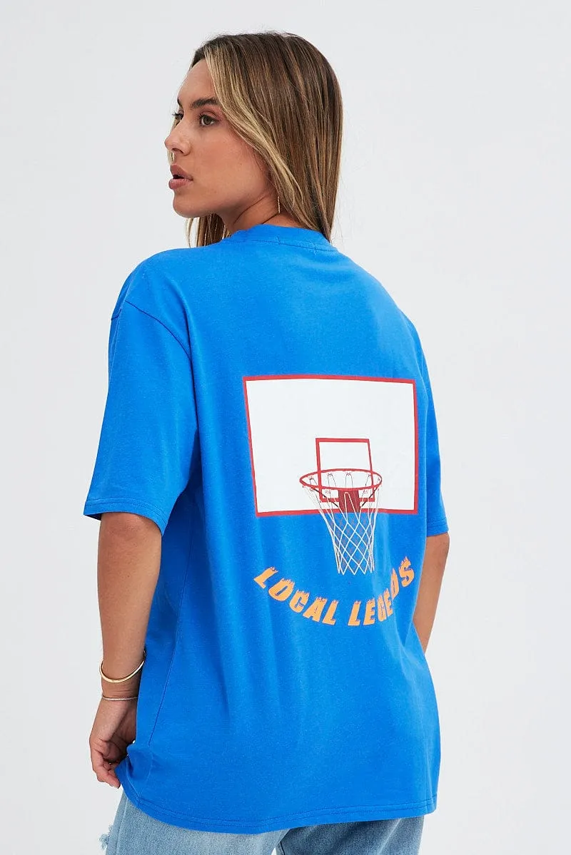 Blue T-Shirt Short Sleeve Crew Neck Basketball Graphic sold by Ally Fashion product image thumbnail 5
