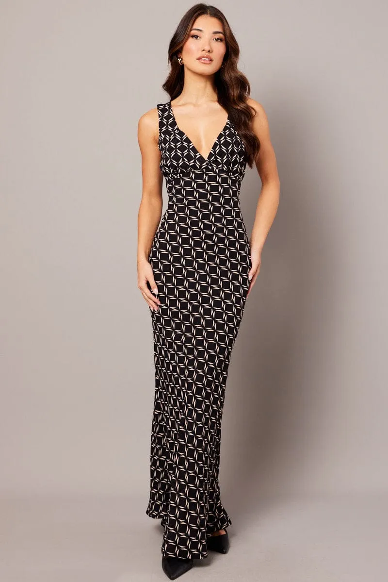 Black Geo Slip Dress Maxi sold by Ally Fashion product image thumbnail 3
