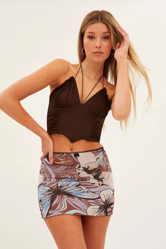 Black Print Butterfly Abstract Mini Skirt sold by Ally Fashion