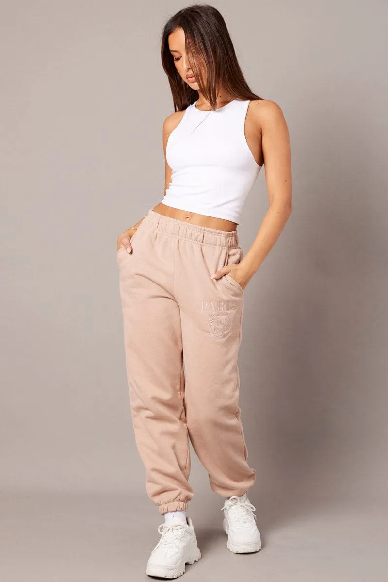 Brown Track Pants High Rise sold by Ally Fashion product image thumbnail 2