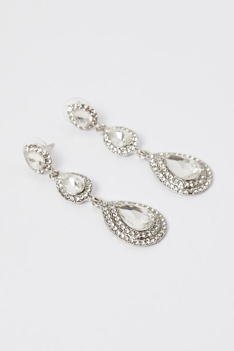 Silver Jewel Drop Earrings sold by Ally Fashion product image thumbnail 2
