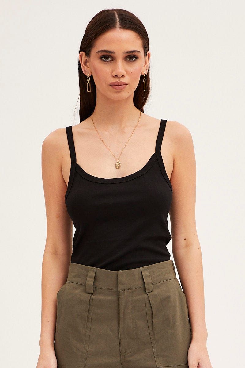 Black Sleeveless Top Scoop Neck sold by Ally Fashion product image thumbnail 3