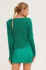 Green Mini Skirt Plisse Satin sold by Ally Fashion