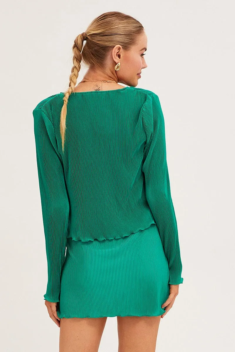 Green Mini Skirt Plisse Satin sold by Ally Fashion product image thumbnail 5