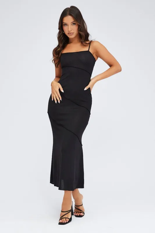 Black Midi Dress Square Neck Jersey sold by Ally Fashion