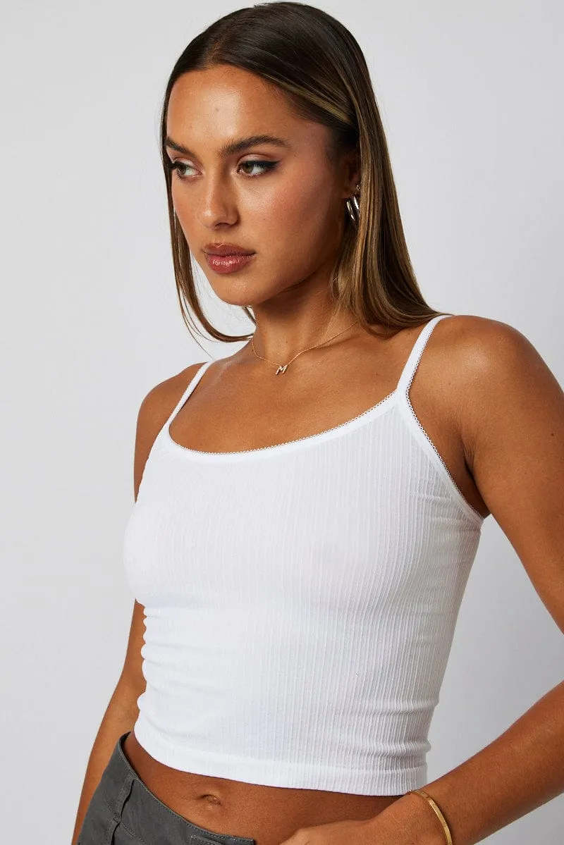 White Singlet Top Scoop neck Seamless sold by Ally Fashion