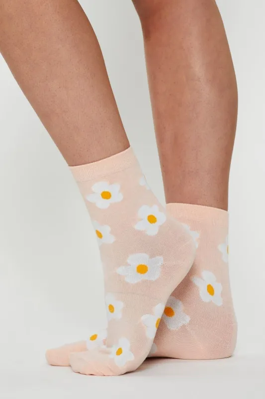 Print Retro Flower Power Daisy Print Socks sold by Ally Fashion