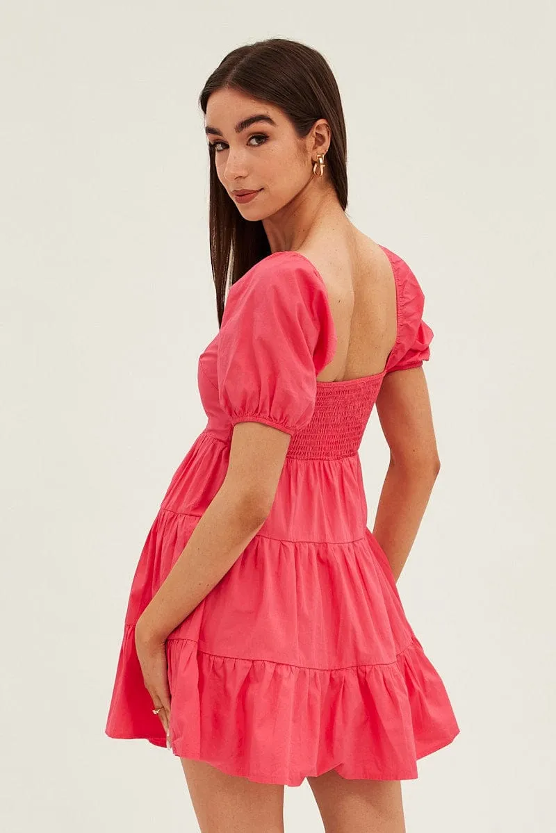 Pink Fit And Flare Dress Mini Sweetheart Poplin sold by Ally Fashion product image thumbnail 5