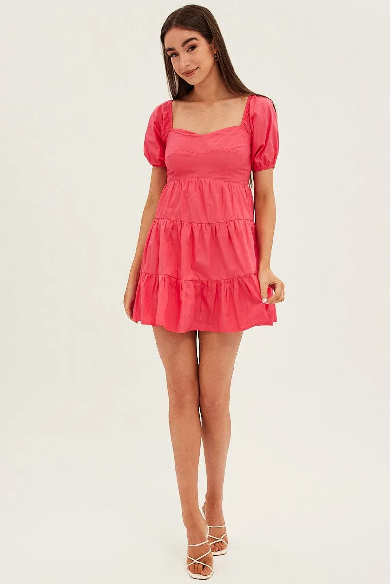 Pink Fit And Flare Dress Mini Sweetheart Poplin sold by Ally Fashion product image thumbnail 2