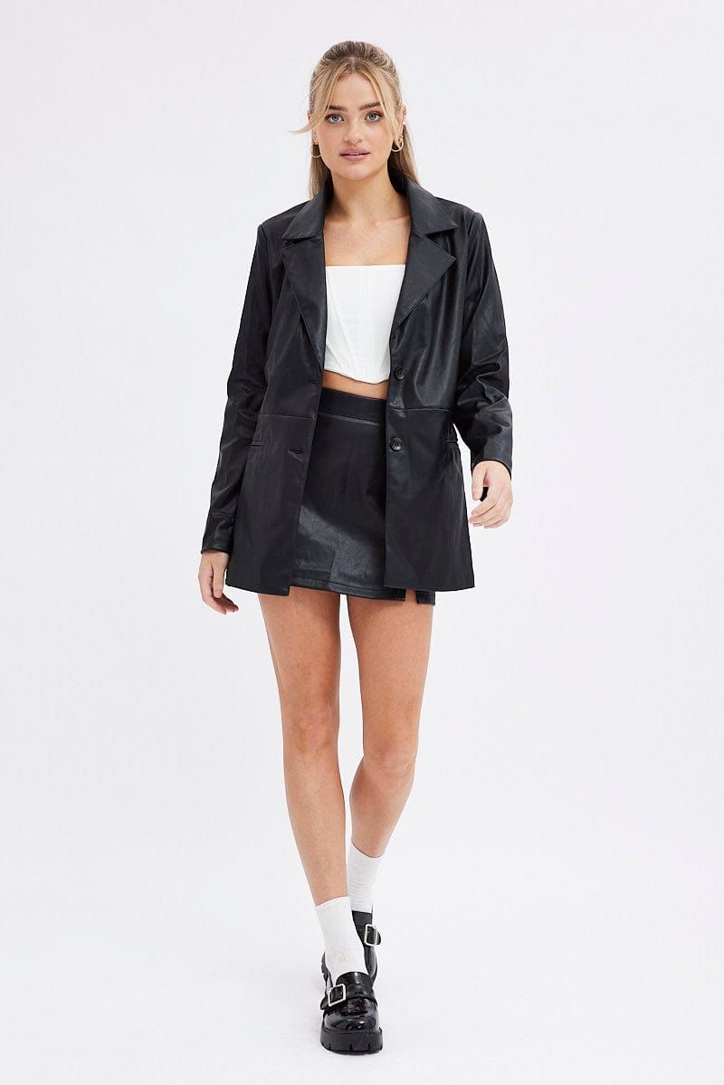 Black Mini Skirt High Rise Faux Leather sold by Ally Fashion product image thumbnail 4