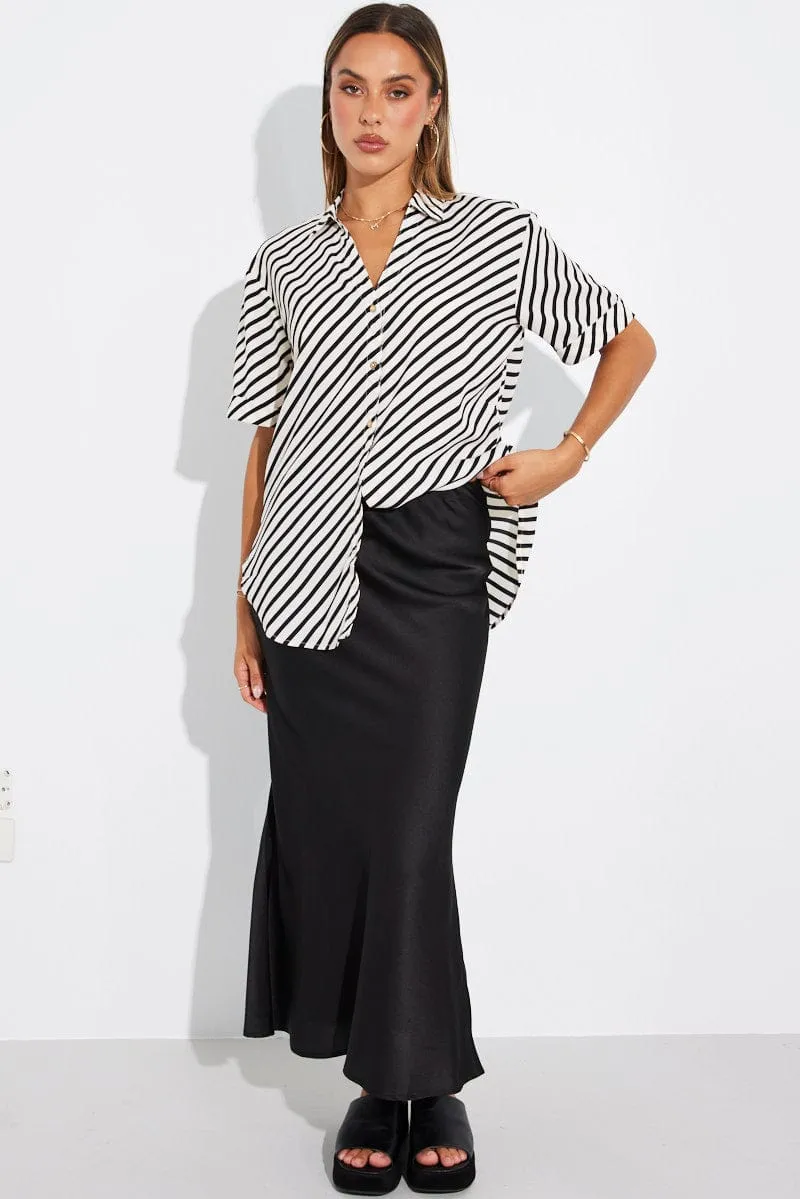 White Stripe Shirt Short Sleeve sold by Ally Fashion product image thumbnail 2