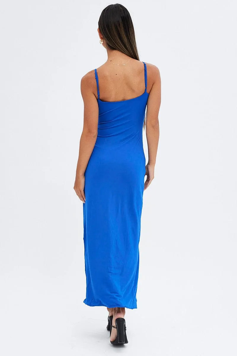 Blue Bodycon Maxi Dress Sleeveless Side Split sold by Ally Fashion product image thumbnail 5