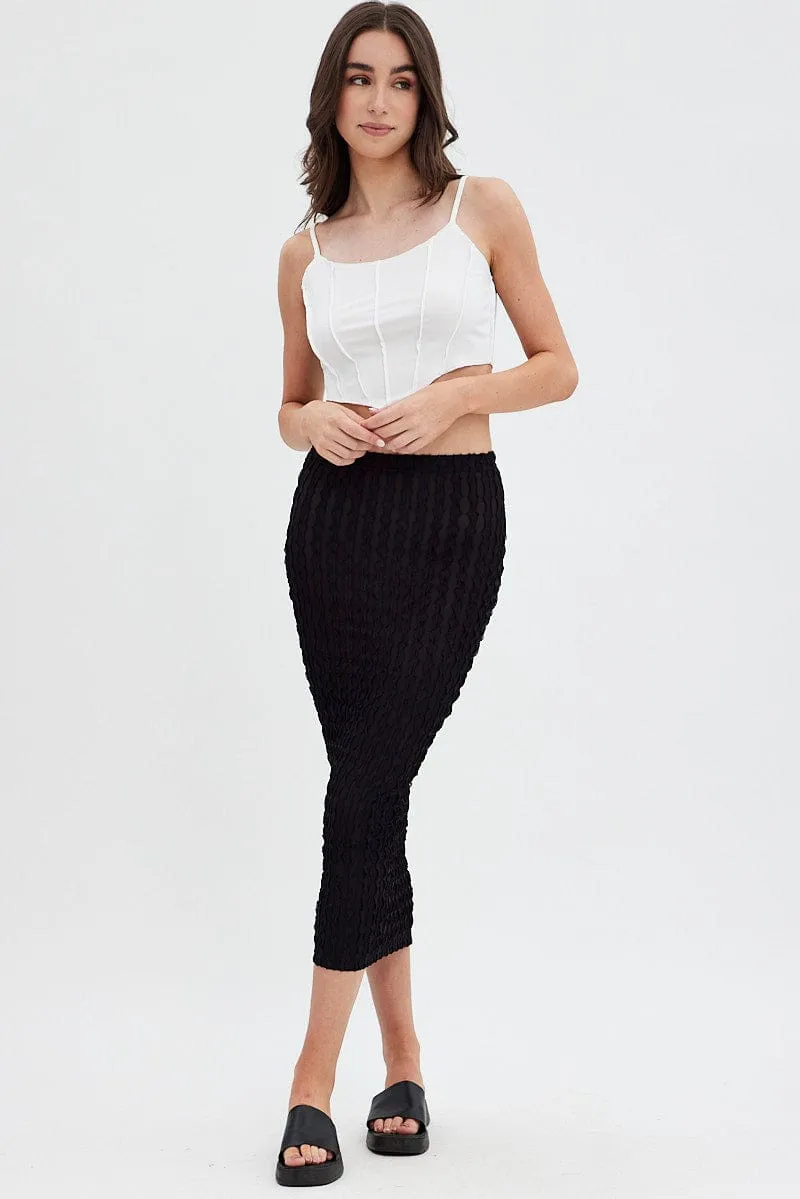 Black Textured Midi Skirt sold by Ally Fashion product image thumbnail 3