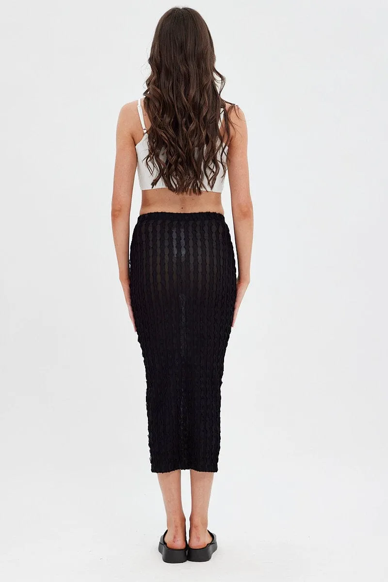 Black Textured Midi Skirt sold by Ally Fashion product image thumbnail 5