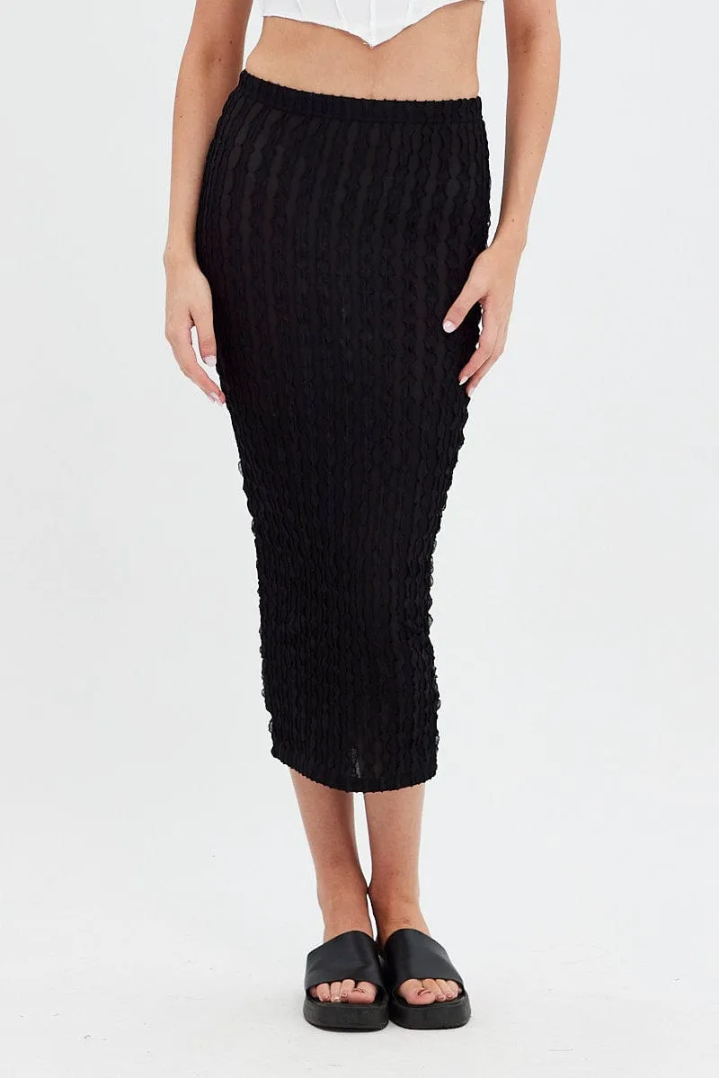 Black Textured Midi Skirt sold by Ally Fashion product image thumbnail 2