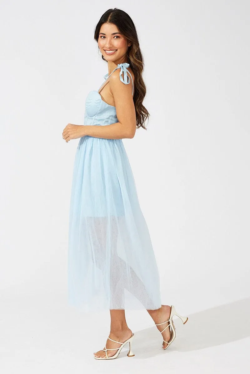 Blue Midi Dress Tulle Corset Detail Occasion Dress sold by Ally Fashion product image thumbnail 4