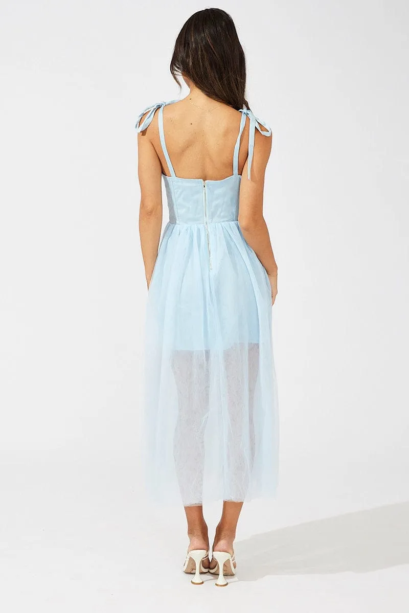 Blue Midi Dress Tulle Corset Detail Occasion Dress sold by Ally Fashion product image thumbnail 5