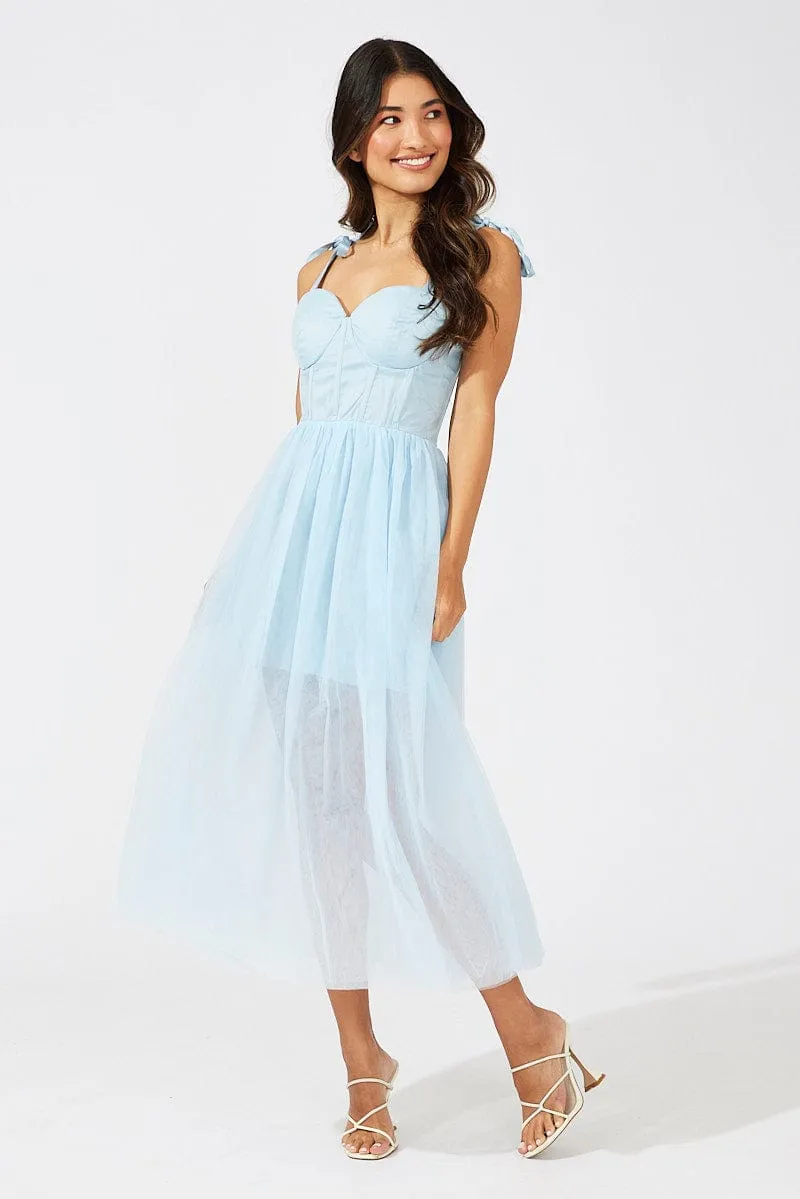 Blue Midi Dress Tulle Corset Detail Occasion Dress sold by Ally Fashion product image thumbnail 2