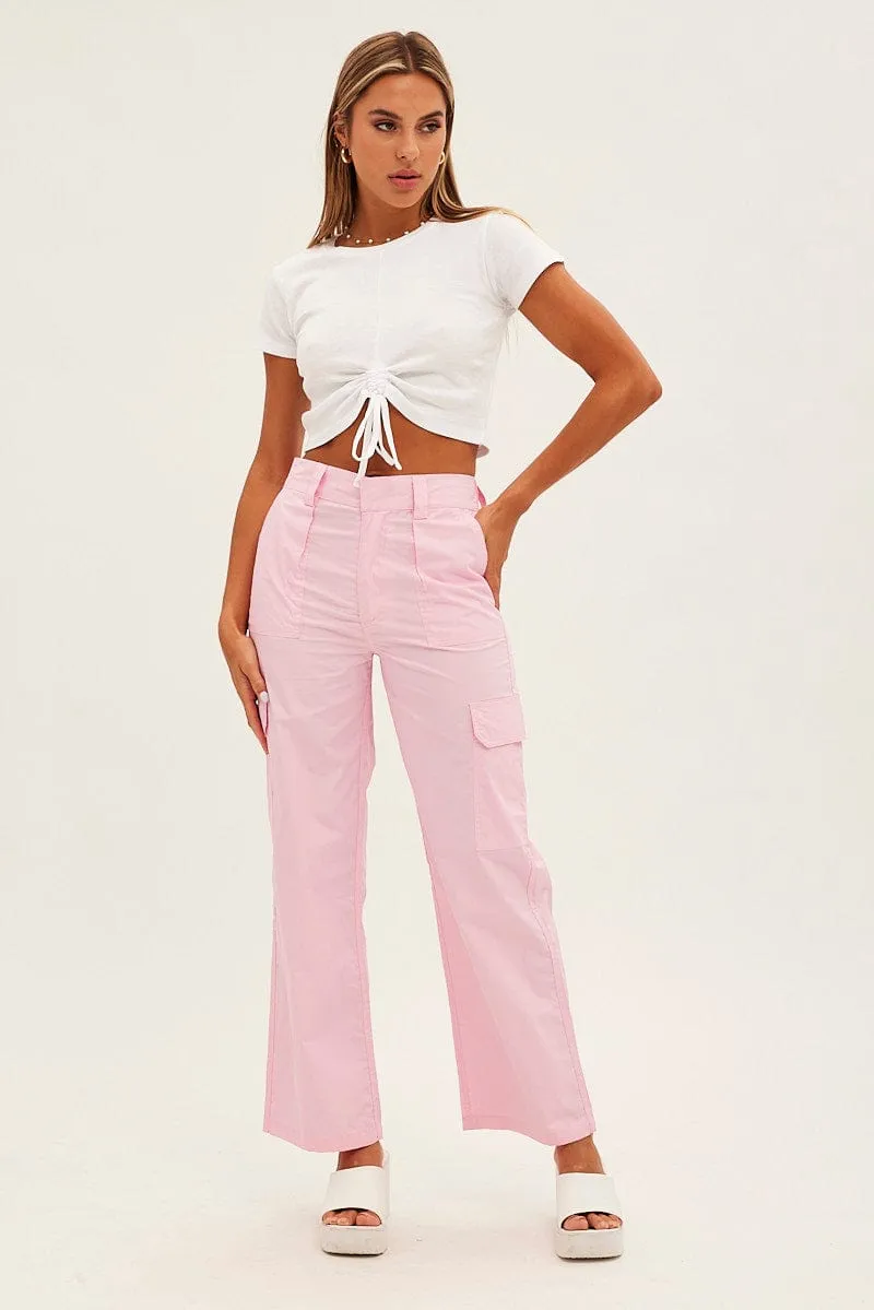 White Crop Drawstring Tee sold by Ally Fashion product image thumbnail 2