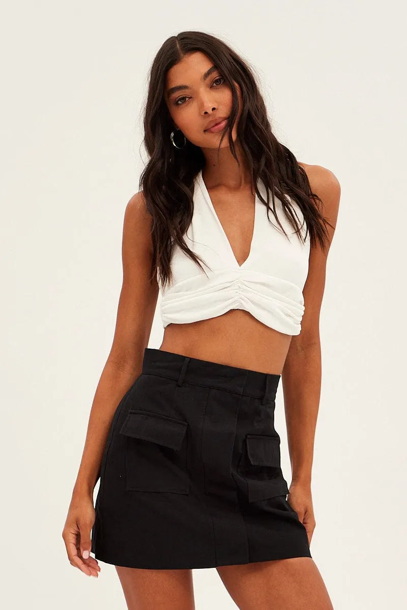 White Front Ruched Halter Top sold by Ally Fashion