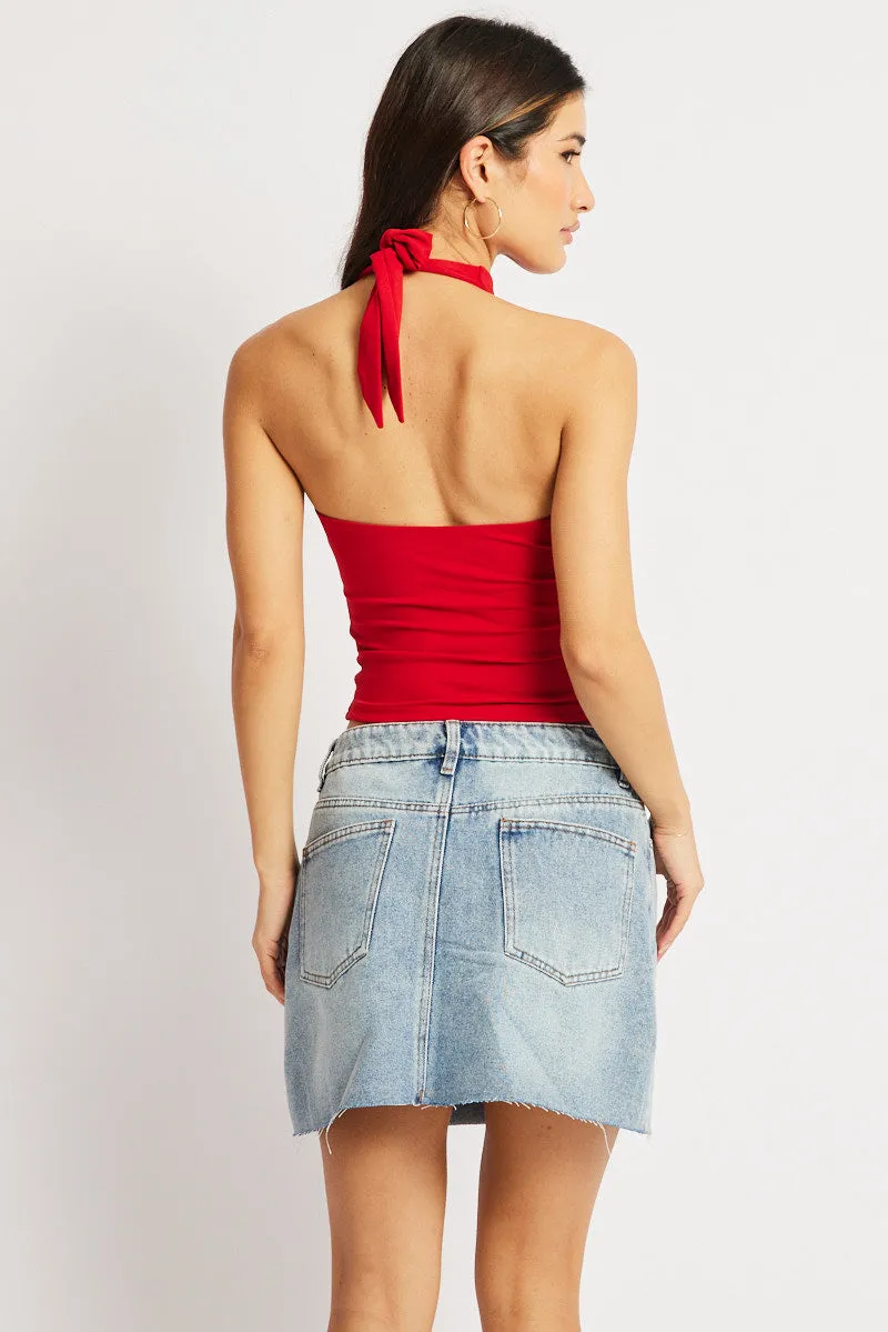 Red Halter Neck Top Supersoft sold by Ally Fashion product image thumbnail 5