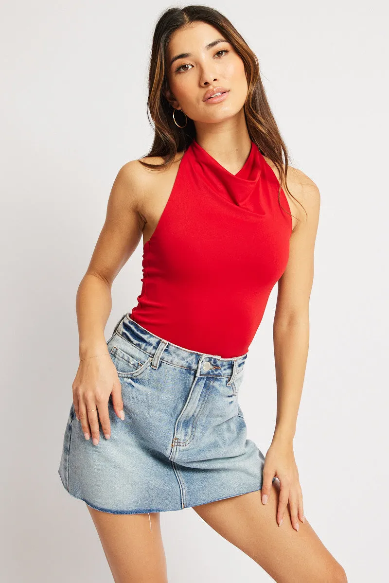 Red Halter Neck Top Supersoft sold by Ally Fashion product image thumbnail 3