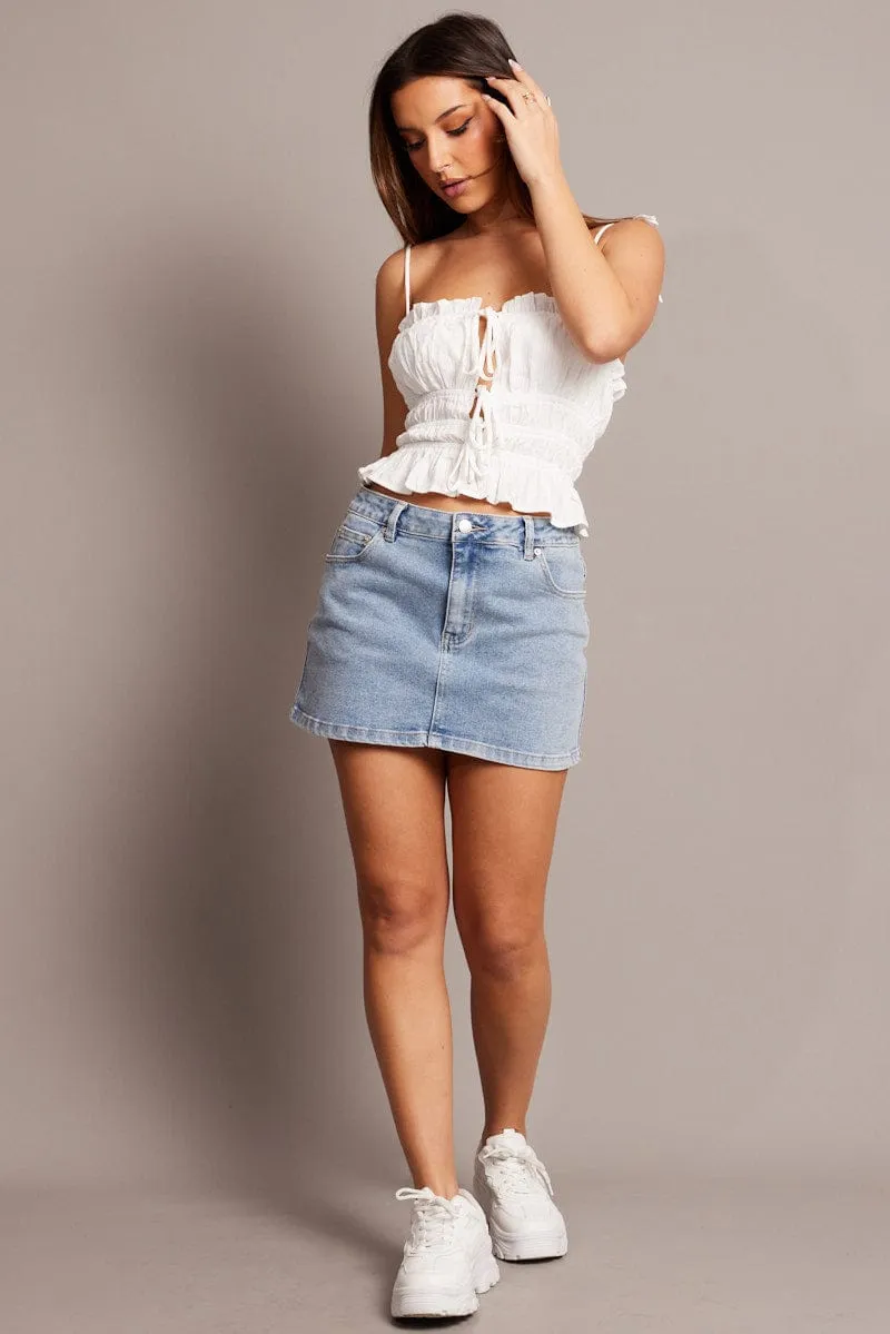 White Cami Top Sleeveless Tie Front Textured sold by Ally Fashion product image thumbnail 2