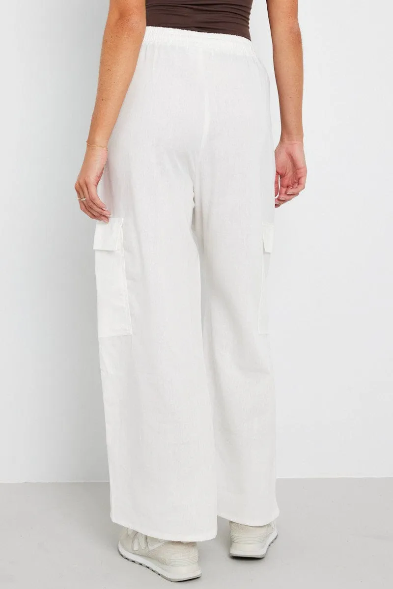 White Relaxed Cargo Pant Elasticated Waist sold by Ally Fashion product image thumbnail 5