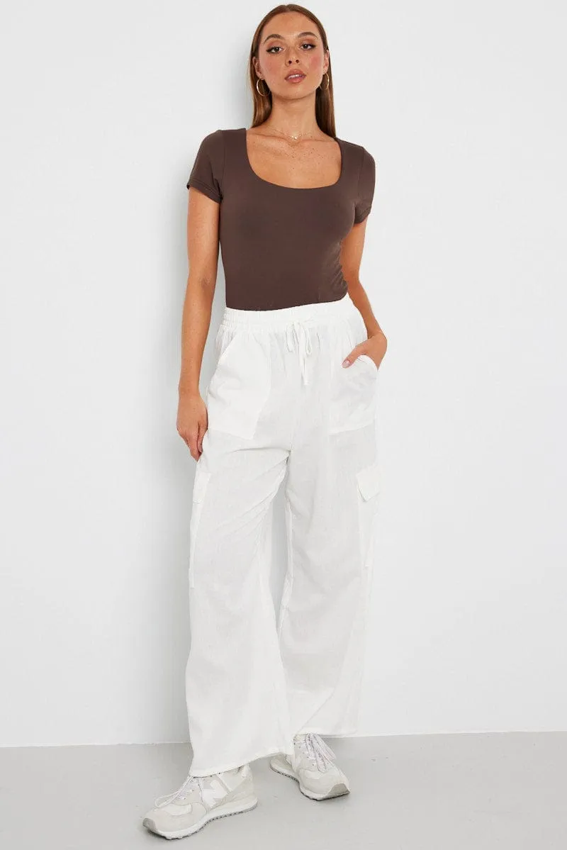 White Relaxed Cargo Pant Elasticated Waist sold by Ally Fashion product image thumbnail 2