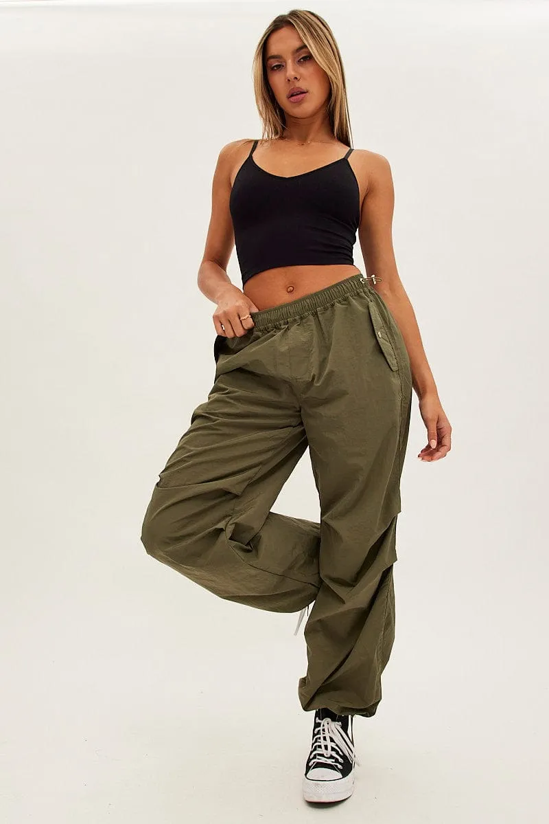 Green Parachute Cargo Pants Low Rise sold by Ally Fashion product image thumbnail 4