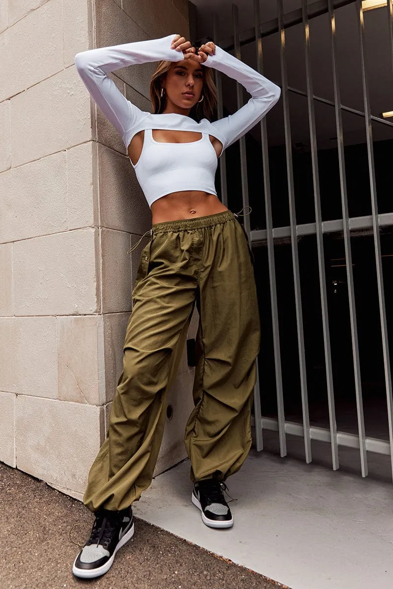 Green Parachute Cargo Pants Low Rise sold by Ally Fashion