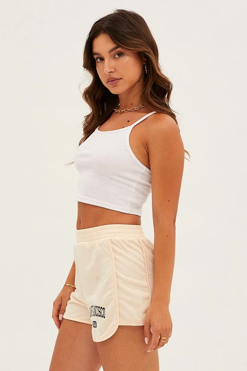 Beige San Francisco Graphic Track Shorts sold by Ally Fashion product image thumbnail 4