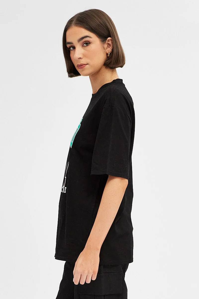 Black Chicago Tee Short Sleeve Round Neck Embroidered sold by Ally Fashion product image thumbnail 4