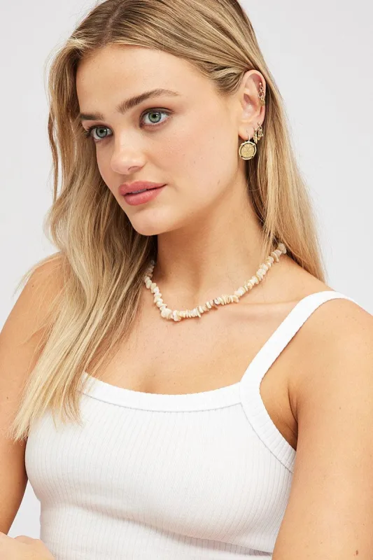 Beige Natural Stone Necklace sold by Ally Fashion