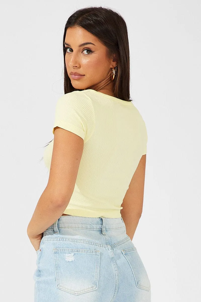 Yellow T Shirt Short Sleeve Round Neck Seamless sold by Ally Fashion product image thumbnail 5